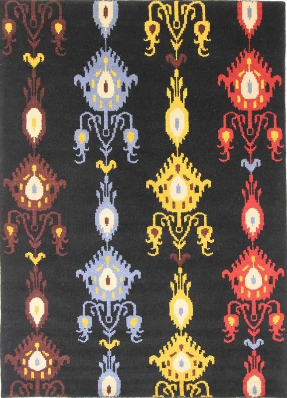 Teppich Tappeto 170 x 240 Nero (Indian) Annodato A Mano