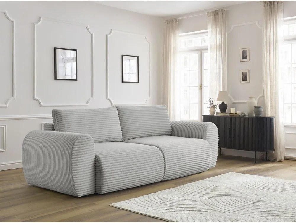 Divano in grigio chiaro allungabile con rivestimento in velluto a coste 257 cm Lucien – Bobochic Paris