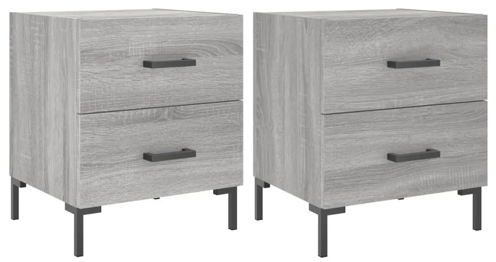 Comodini 2 pz grigio sonoma 40x35x47,5 cm in legno multistrato