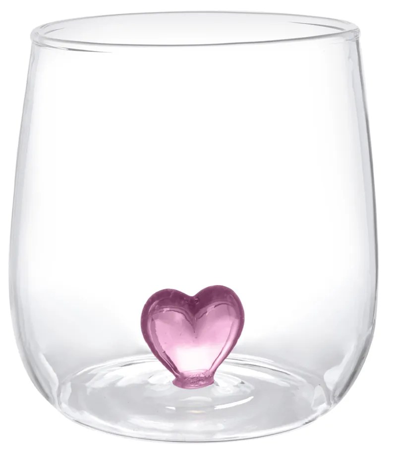 Bicchiere cuore viola in vetro borosilicato, da 380 ml