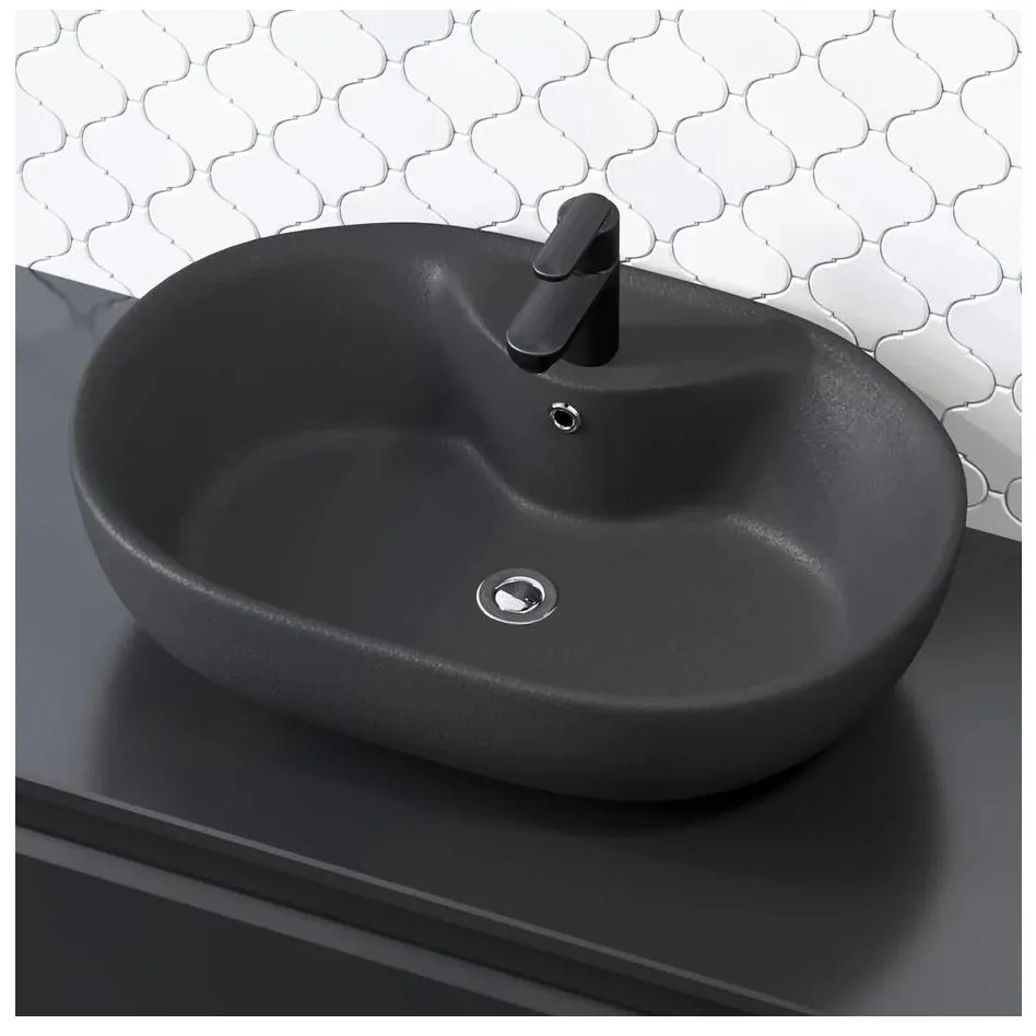 BATH DELUXE 06-060-08-02-00 - Lavabo da appoggio TROMSO 59,5x41 cm ceramica/nero