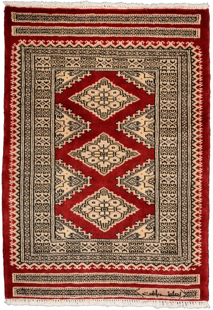 Bokhara Tappeto 90x60 Rosso (Pakistan) Annodato A Mano