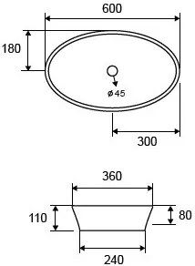 New Line O3 Lavabo ovale 60X36,5 Cm Da Appoggio In Porcellana Bianca