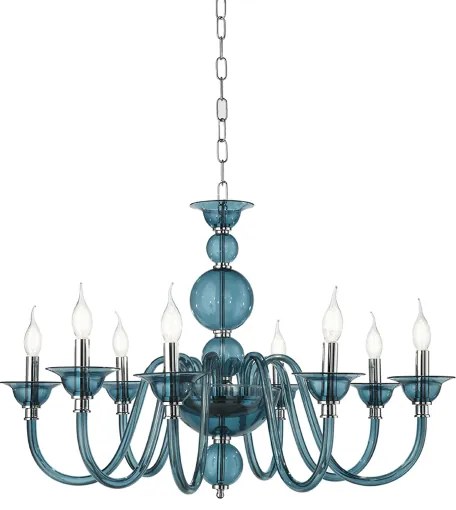 Lampada a sospensione D87 cm TEBE a 8 luci in vetro lavorato a mano OTTANIO