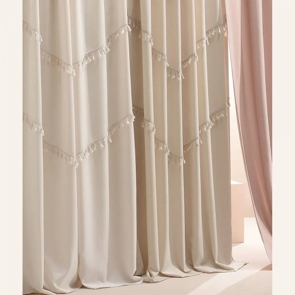 Tenda beige chiaro CHLOE con occhielli 140x260 cm