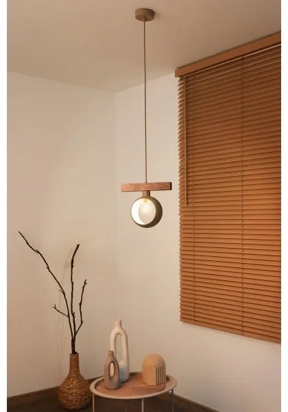 Duolla - Lampadario sospeso su cavo IRONLINE 1xE27/15W/230V pino rovere/beige