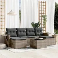 Set Divani da Giardino 7 pz con Cuscini Grigio in Polyrattan 3252867