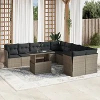 Set Divani da Giardino 11 pz con Cuscini in Polyrattan Grigio 3266882