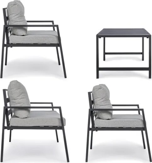 Salotto da esterno in alluminio 4 posti Antracite Bizzotto Lorillard New