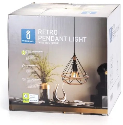Aigostar - Lampadario a sospensione con filo 1xE27/60W/230V