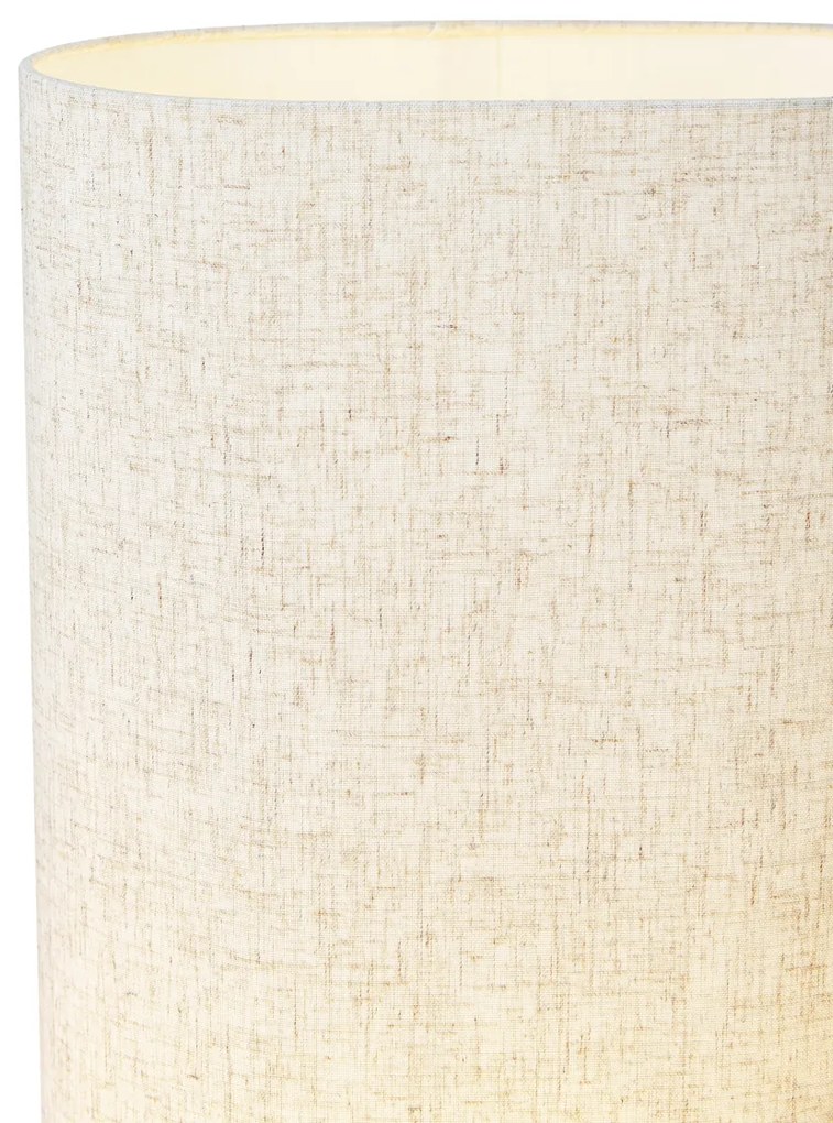 Lampada da terra Japandi in legno con paralume in lino 70 cm - Lamel