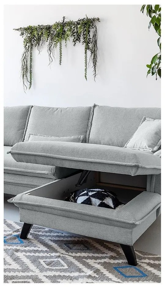 Divano letto angolare grigio chiaro, angolo destro Charming Charlie - Miuform