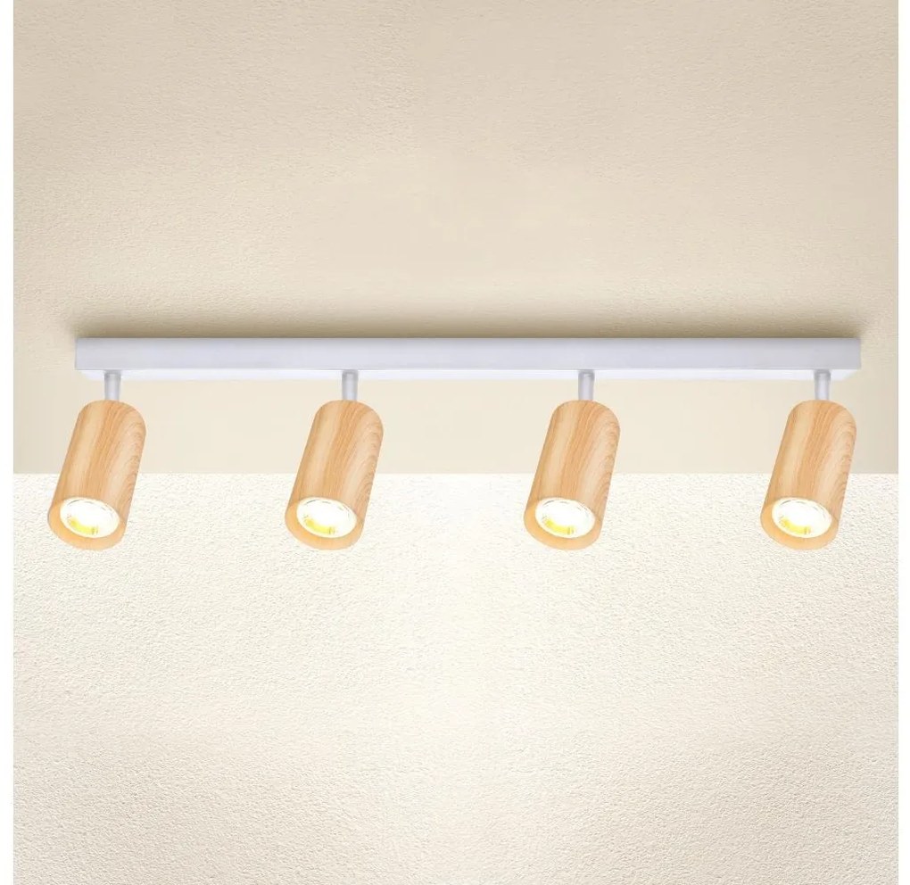 Brilagi - Faretto SELE 4xGU10/30W/230V bianco/decorazioni in rovere