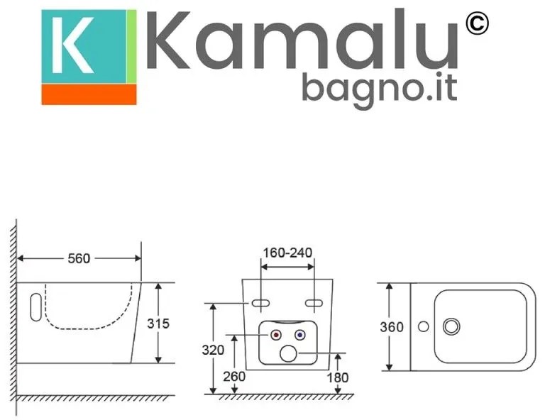 Kamalu - sanitari bagno sospesi senza brida | litos-s