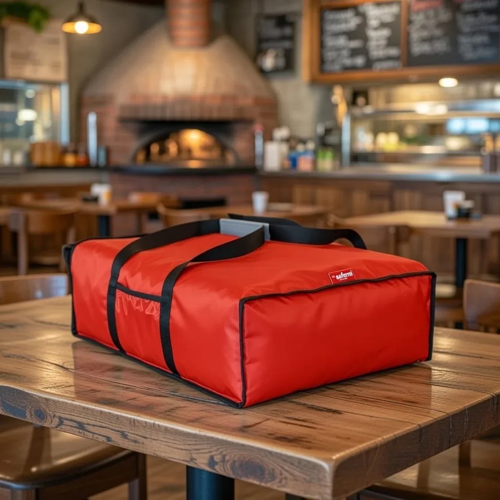 Borsa Termica Porta Pizze da Asporto 1/2 Mezzo Metro 3 o 4 Cartoni Safemi Express 4 Rossa...