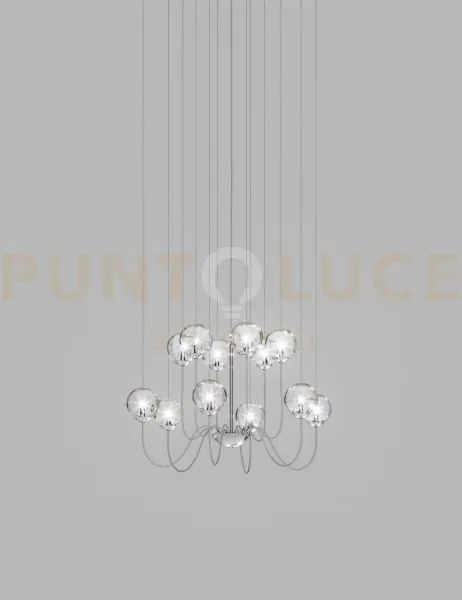 Puppet sospensione 12p cristallo trasparente cromo lucido 12 luci a...