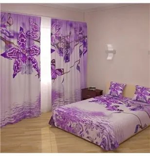 Tenda digitale e copriletto coordinato Orchidea Viola