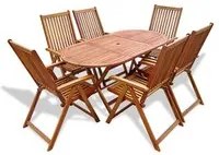 Set da Pranzo da Giardino 7 pz in Legno Massello di Acacia cod mxl 58043