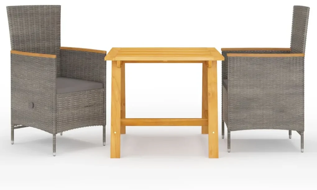 Set mobili da pranzo per giardino 3 pz grigio