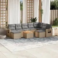 Set Divano da Giardino 10 pz con Cuscini Beige Misto Polyrattan 3257179