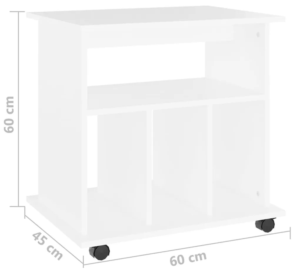 Mobiletto con Ruote Bianco 60x45x60 cm in Legno Multistrato