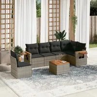 Set Divani da Giardino 7 pz con Cuscini Grigio in Polyrattancod mxl 114856