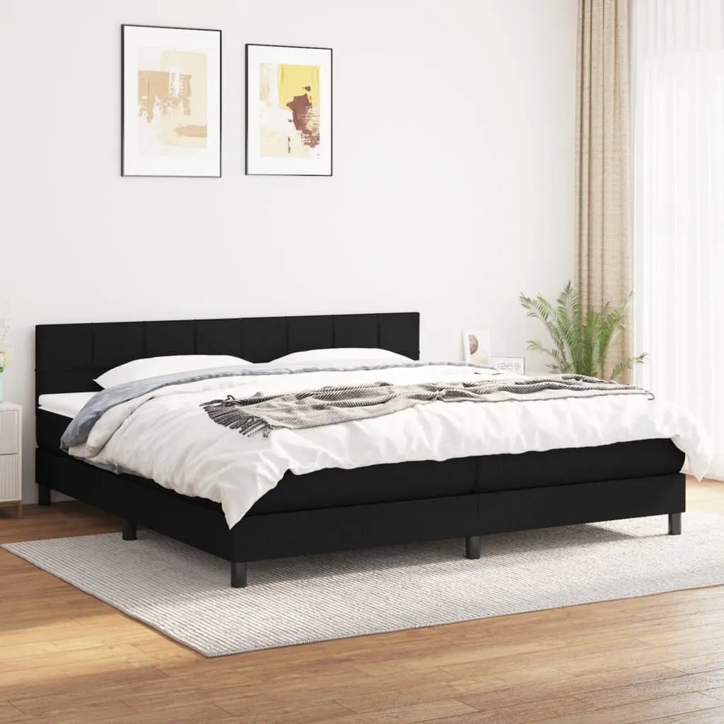 Giroletto a molle con materasso nero 200x200 cm in tessuto