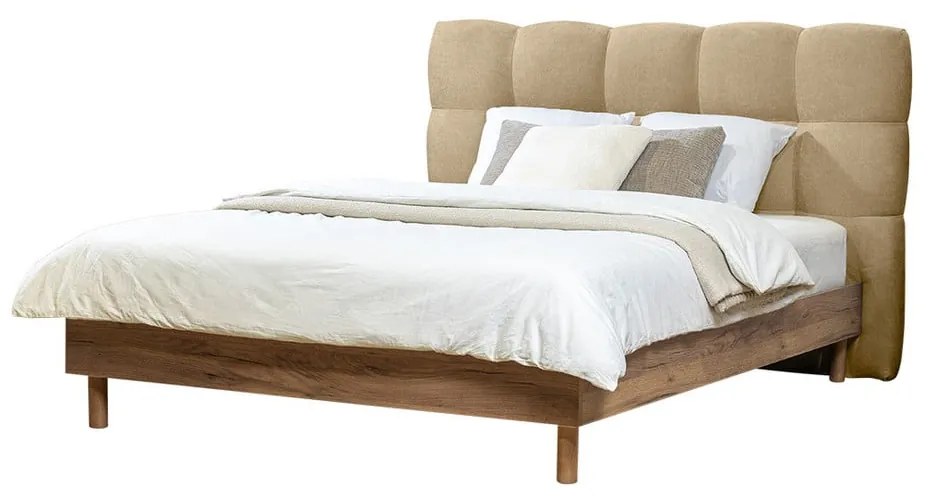 Letto matrimoniale imbottito beige rete inclusa 180x200 cm Kumo - Bobochic Paris