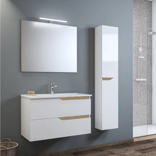 Mobile da bagno sospeso base con lavabo 102 cm GRACE2 Bianco Lucido