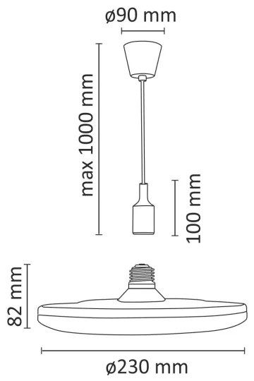 LED Lampada a sospensione KIKI 1xE27/15W/230V nero