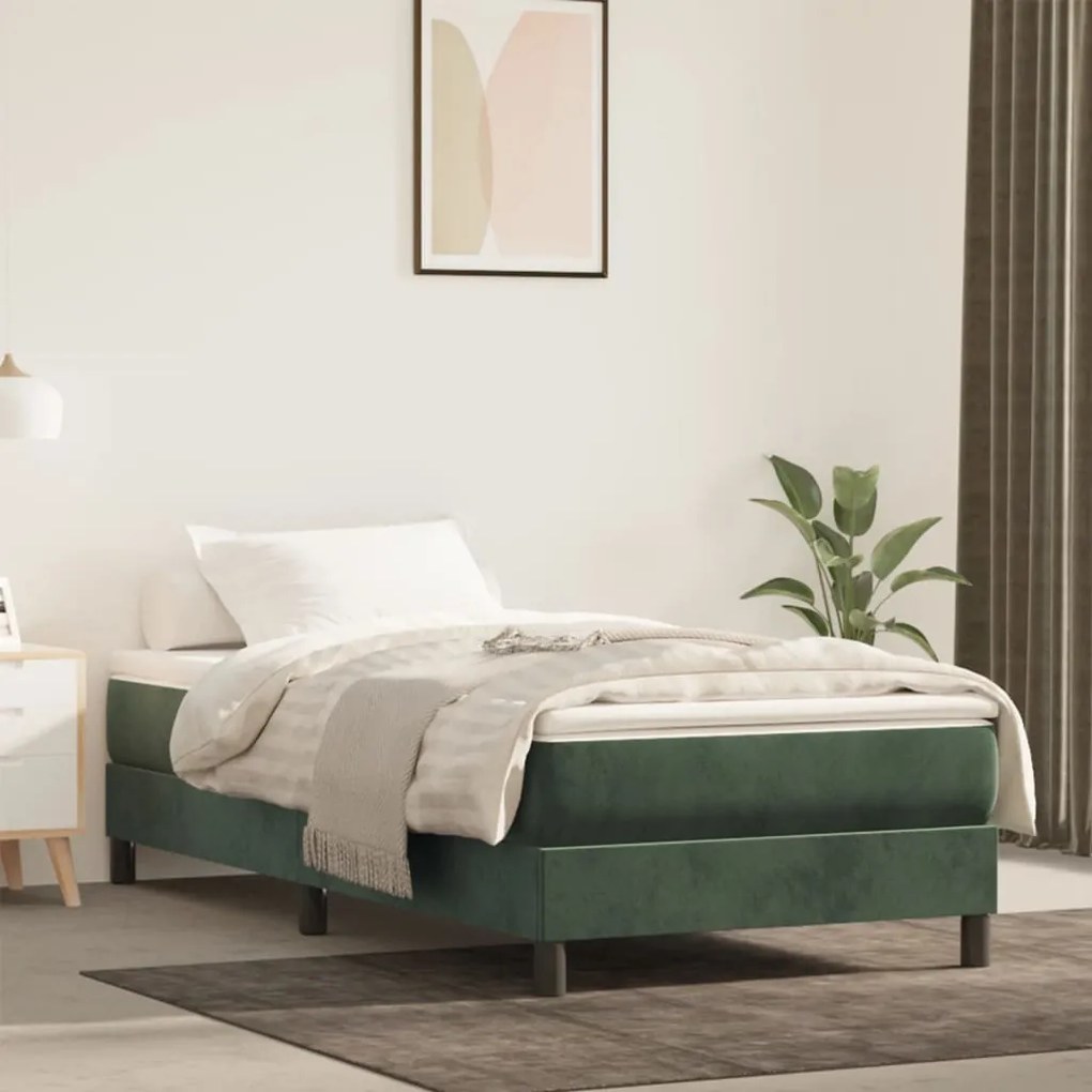 Materasso A Molle Verde Scuro 90x220x20 Cm İn Velluto /