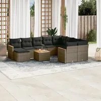 Set Divani da Giardino 11 pz con Cuscini in Polyrattan Grigiocod mxl 88556