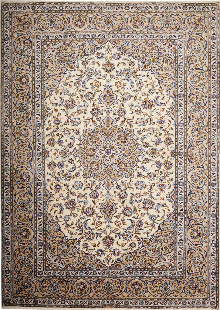 Kashan Tappeto 360x260 Beige (Iran) Annodato A Mano