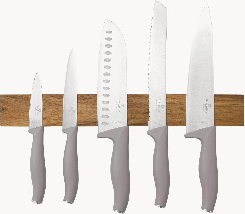 Set di coltelli da cucina con supporto magnetico Taupe, set da 6