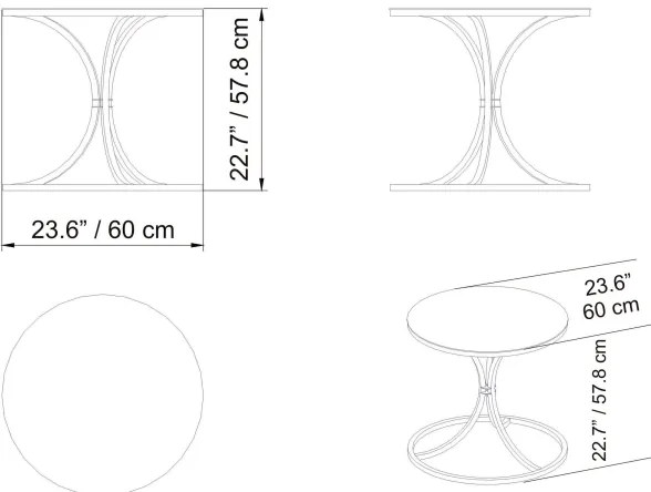 Tavolino CORLEAONE 57,8x60 cm nero