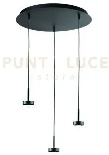 Base per sospensione ekos 3 luci d.45cm nero led 3000k 1390lm 18w