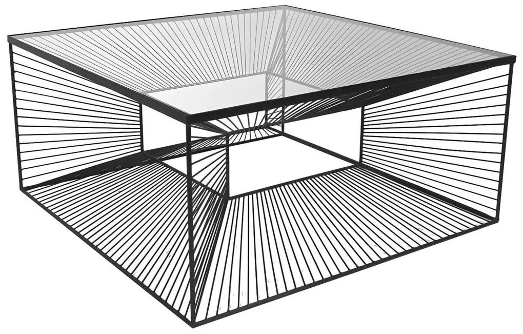 Tavolino in Vetro e Metallo a forma di cavi Nero - CLARENCE