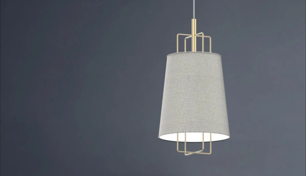 Lampadario Moderno Pyra oro paralume grigio perla E27 MILOOX