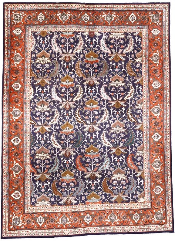 Vintage Tappeto persiano 220x300 Blu (Iran) Annodato A Mano