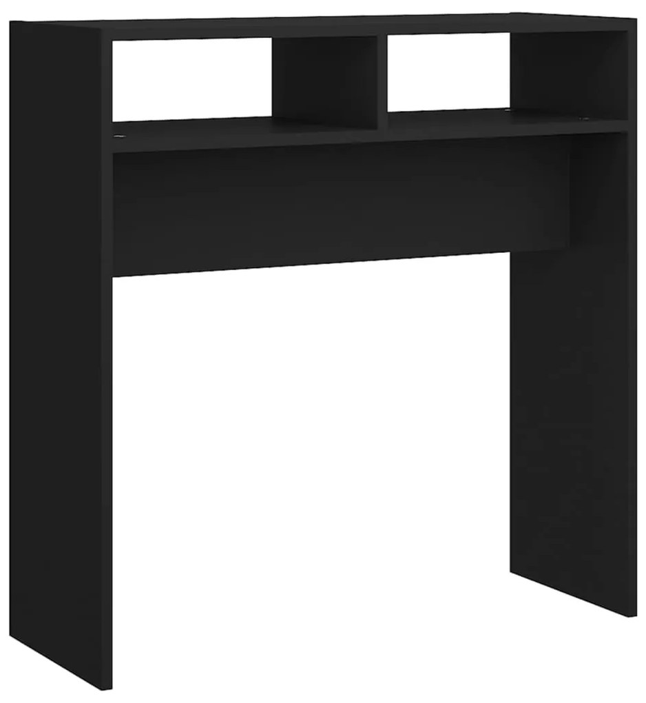 Tavolino consolle nero 78x30x80 cm in legno multistrato