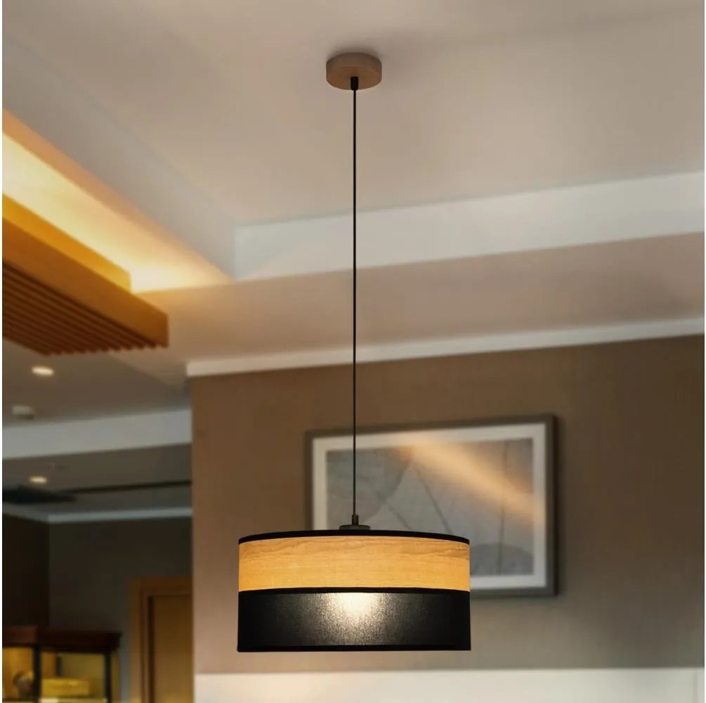 Lampadario a cavo ALBA 1xE27/15W/230V Ø 45 cm nero/marrone