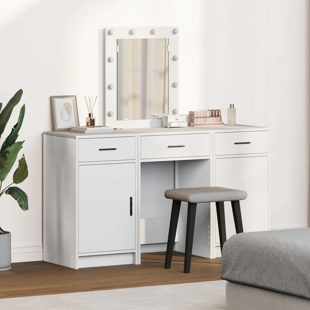 Set di toletta 3 pezzi con led in legno ingegnerizzato bianco