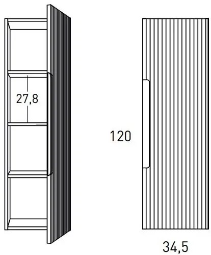 Colonna bagno reversibile 120x34 effetto legno noce Mango