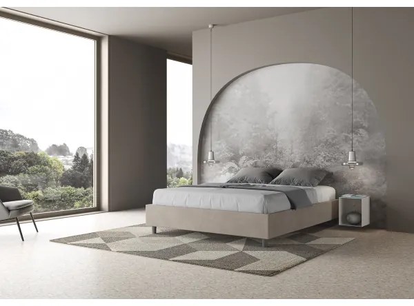 Letto contenitore da 160x190 in microfibra sabbia Azelia