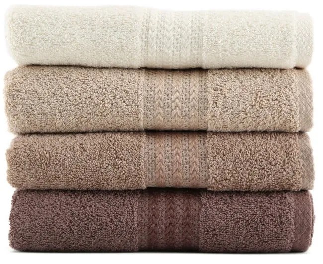 Set di 4 asciugamani in cotone marrone Home, 50 x 90 cm Rainbow - Foutastic