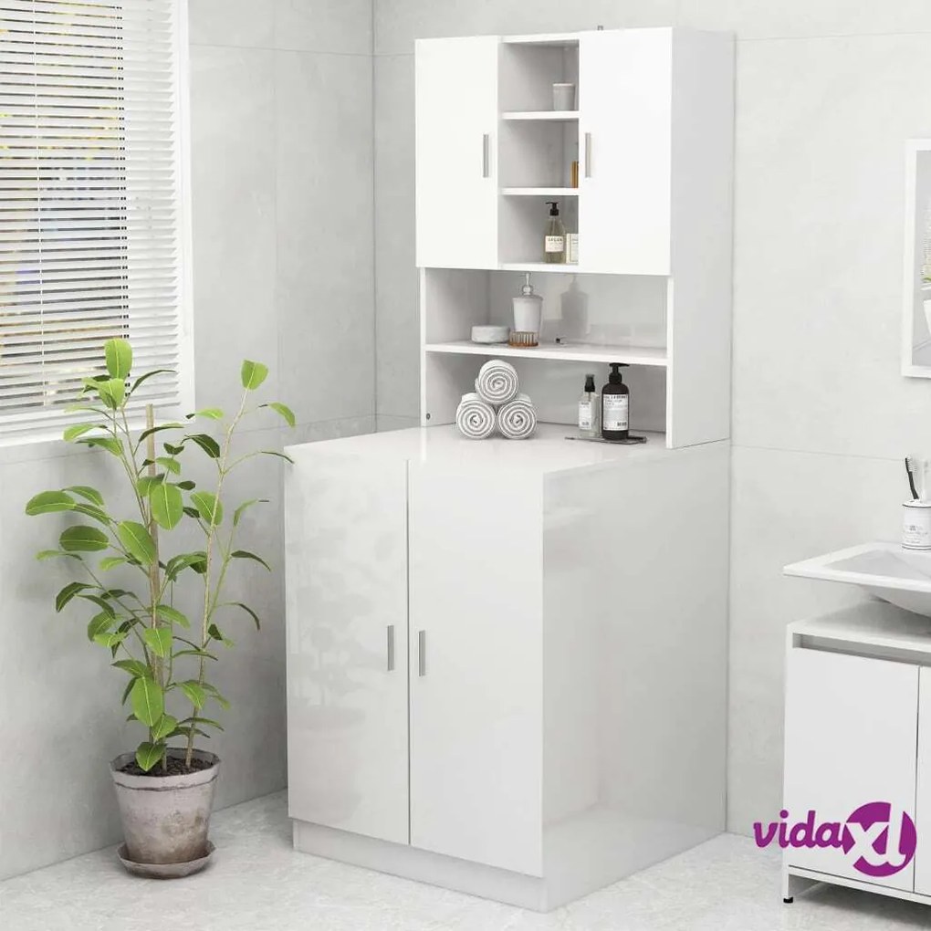 vidaXL Mobile per Lavatrice Bianco Lucido