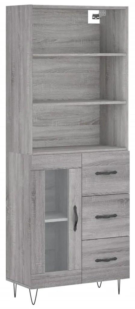 Credenza grigio sonoma 69,5x34x180 cm in legno multistrato