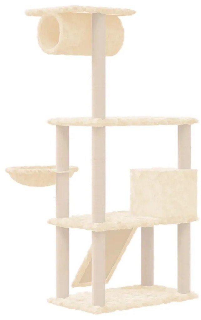 Albero per gatti con tiragraffi in sisal crema 131 cm