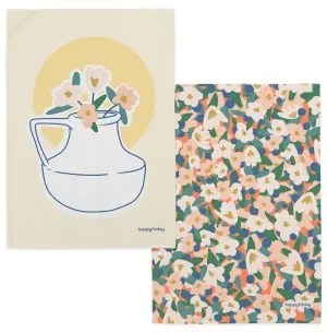 Panno da Cucina HappyFriday Aware Flower Power Multicolore 70 x 50 cm (2 Unità)