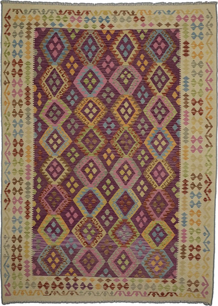 Kilim Tappeto 290 x 210 Viola (Pakistan) Tessuto A Mano